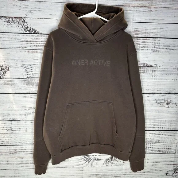 Oner Active Classic Oversized Hoodie in Deep Taupe - Size Medium - Picture 4 of 13